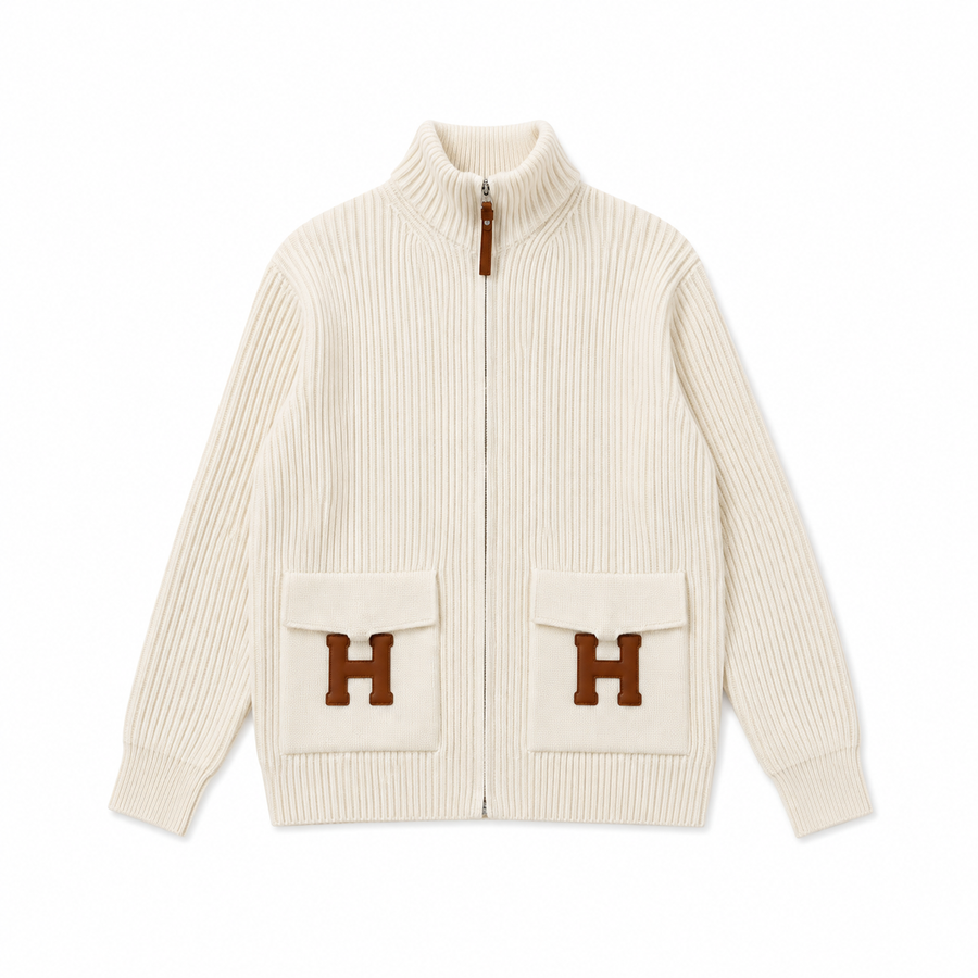 H Rib Zip Strickstrickjacke